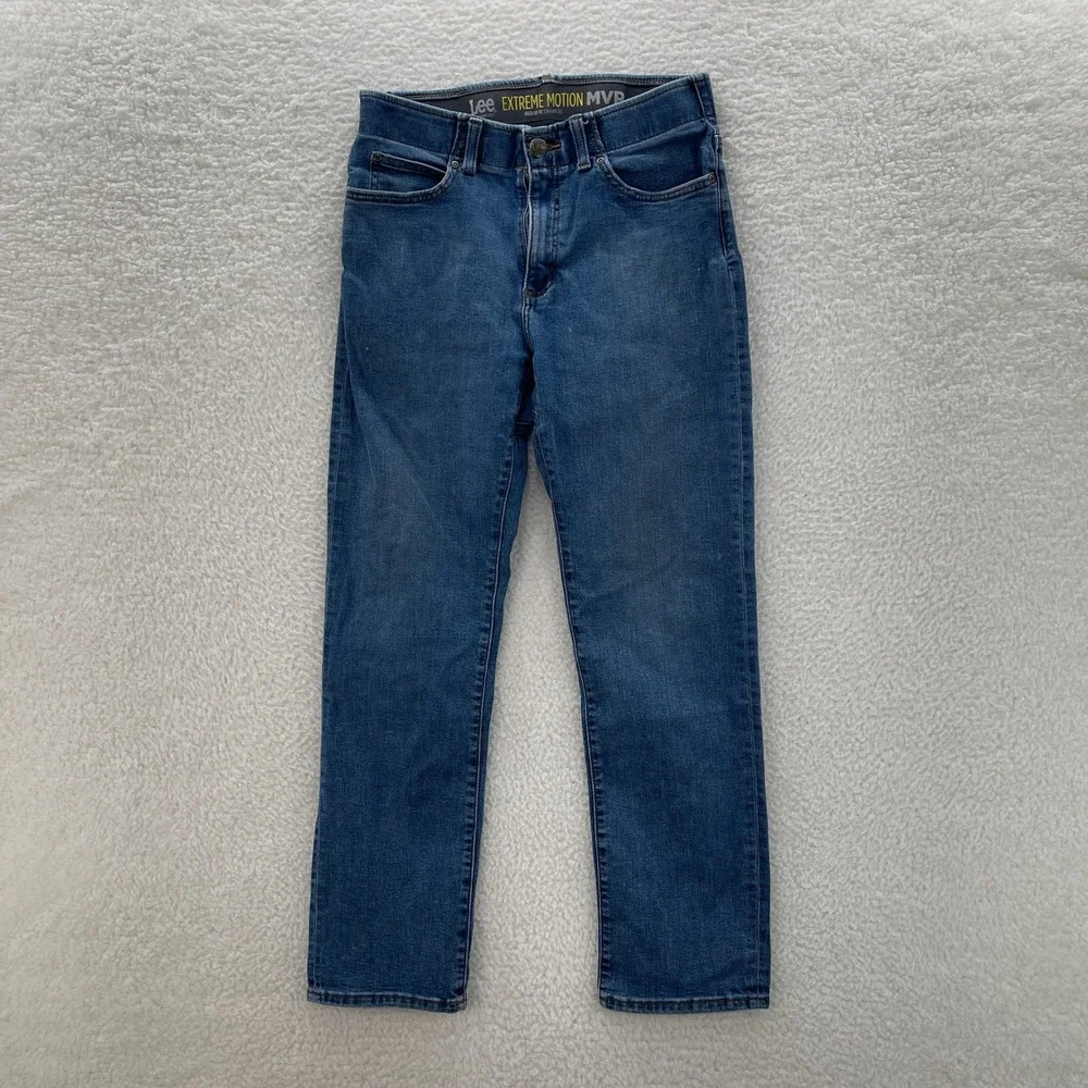 Lee Jeans Mens 32x32 Blue Extreme Motion Regular Straight Leg Stretch Workwear